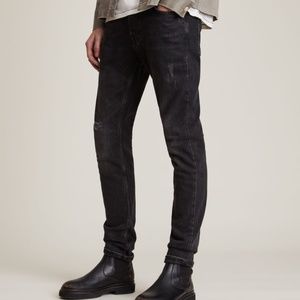 All Saints Rex Men’s Slim Distressed Faded Black Jeans Size 34 X 32 NWOT